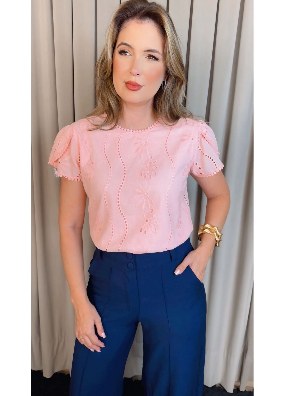 Blusa Feminina Em Lese Delicada - R... - D'Menina