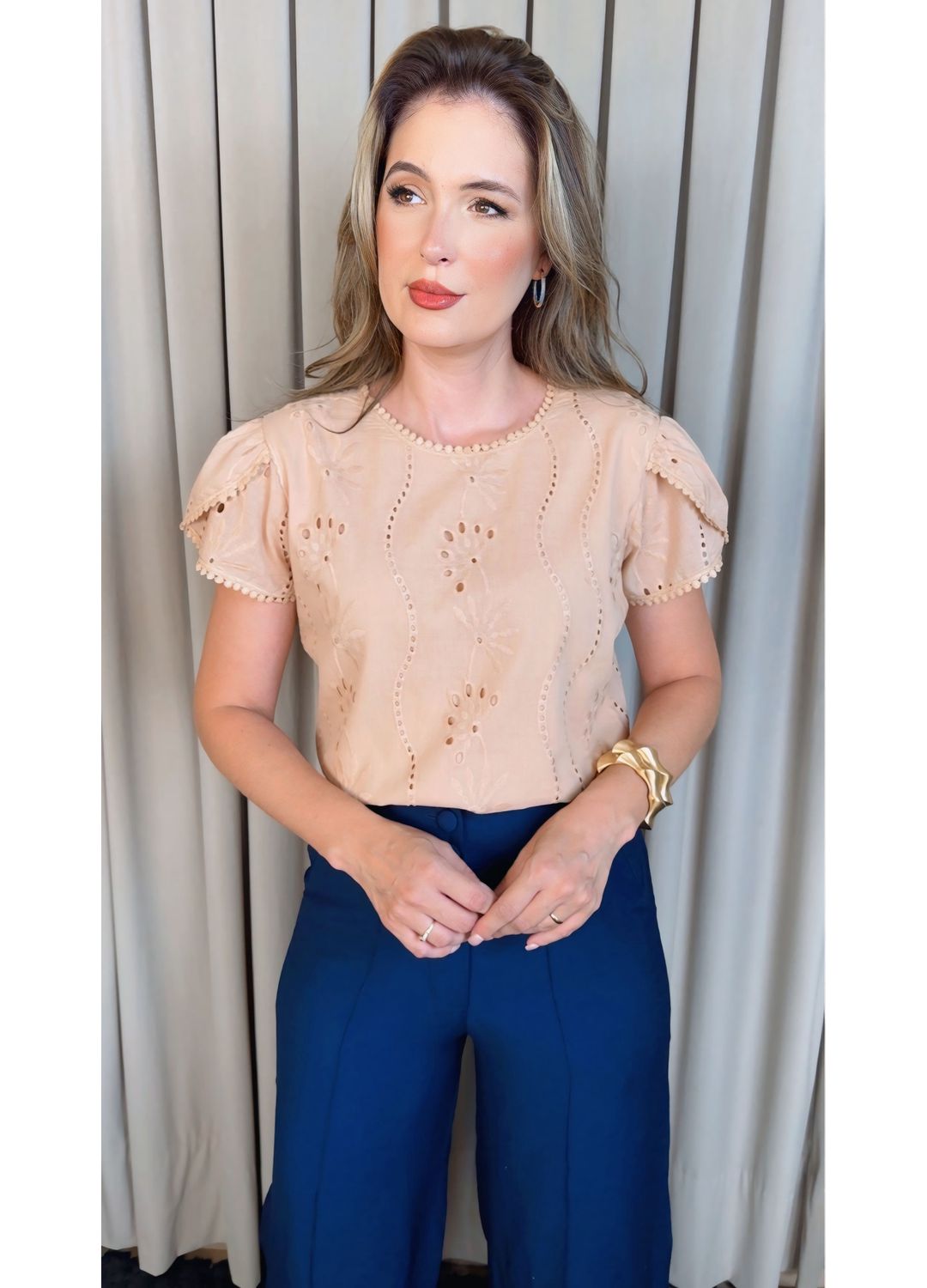Blusa Feminina Em Lese Delicada - N... - D'Menina