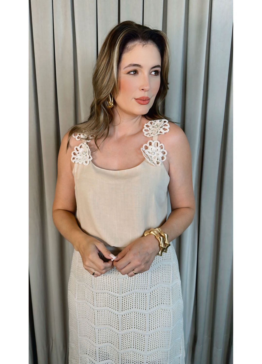 Regata Feminina Bordada Flor - Cod ... - D'Menina