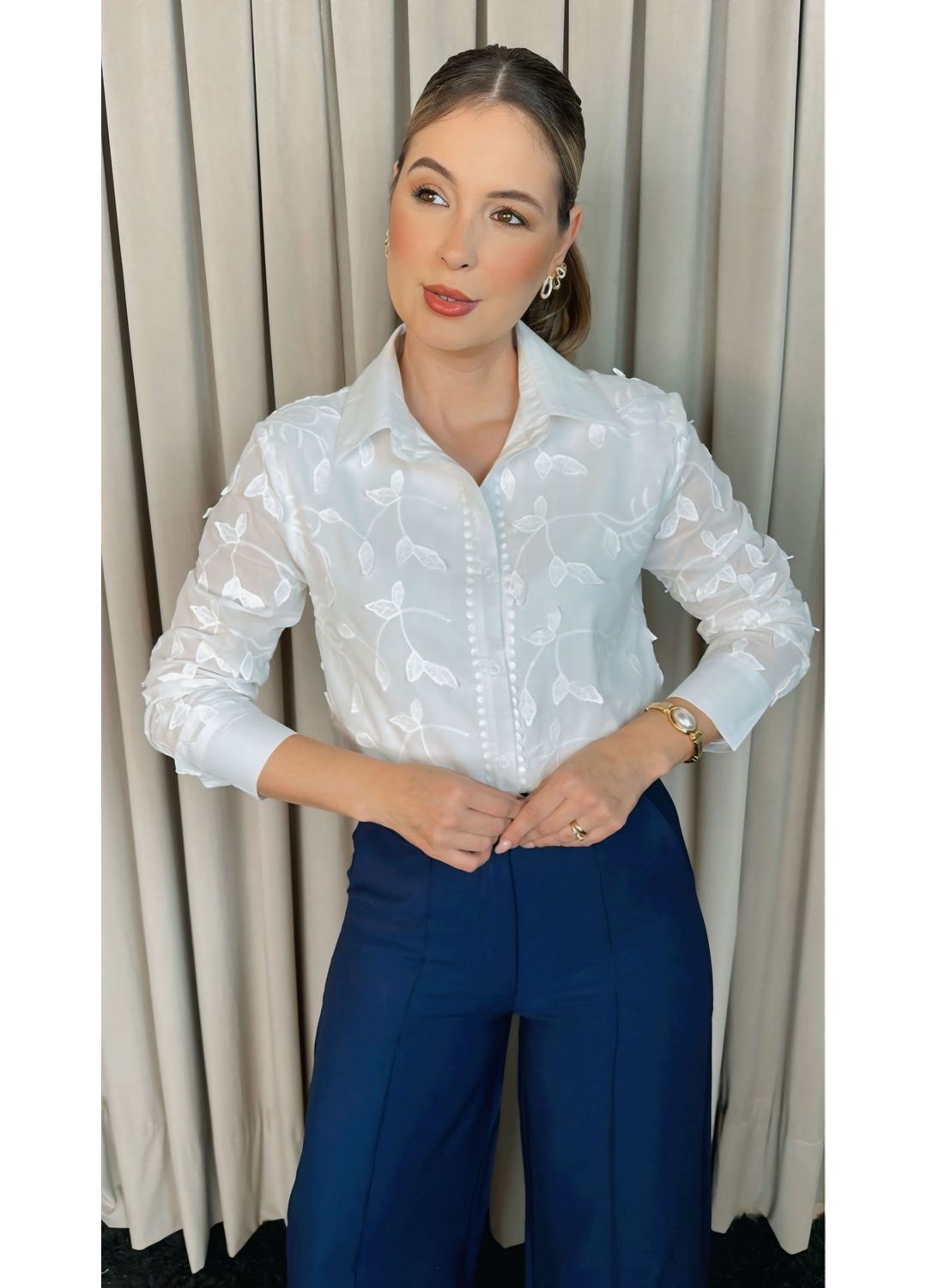 Camisa Feminina Em Lese 3D - Cod: 3... - D'Menina
