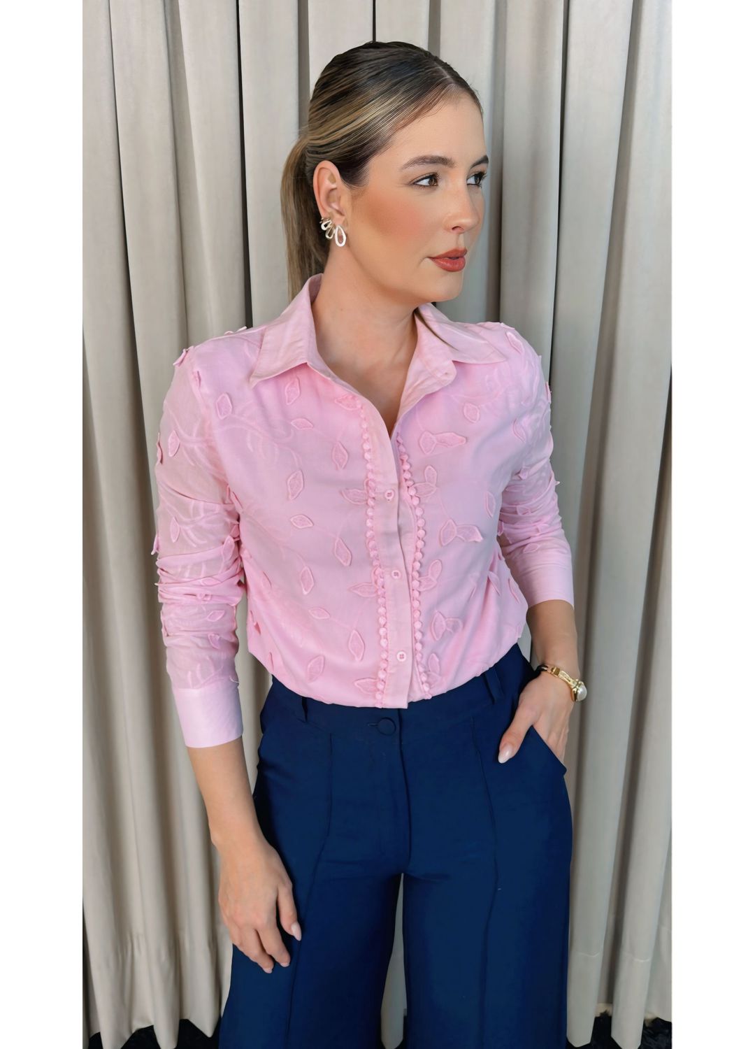 Camisa Feminina Em Lese 3D - Cod: 3... - D'Menina