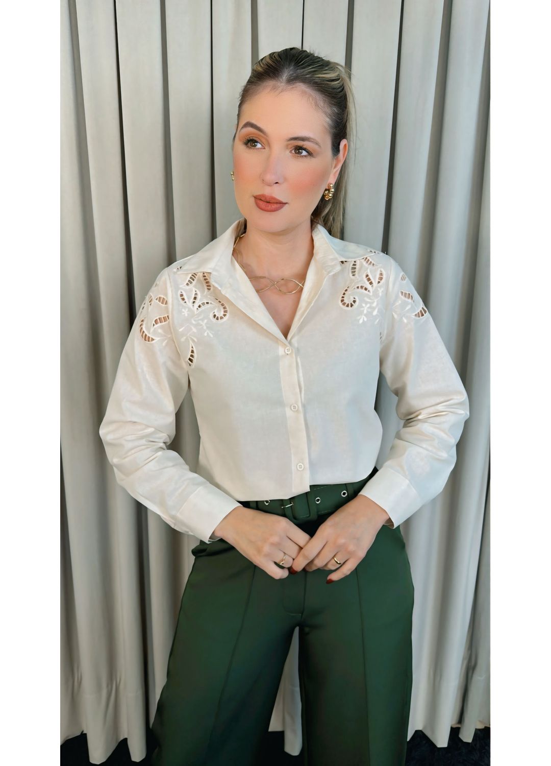 Camisa Feminina Manga Longa - Cod: ... - D'Menina