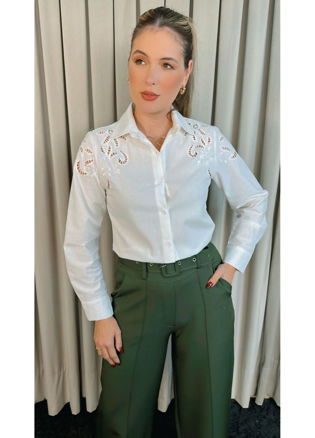Camisa Feminina Manga Longa - Cod: ... - D'Menina