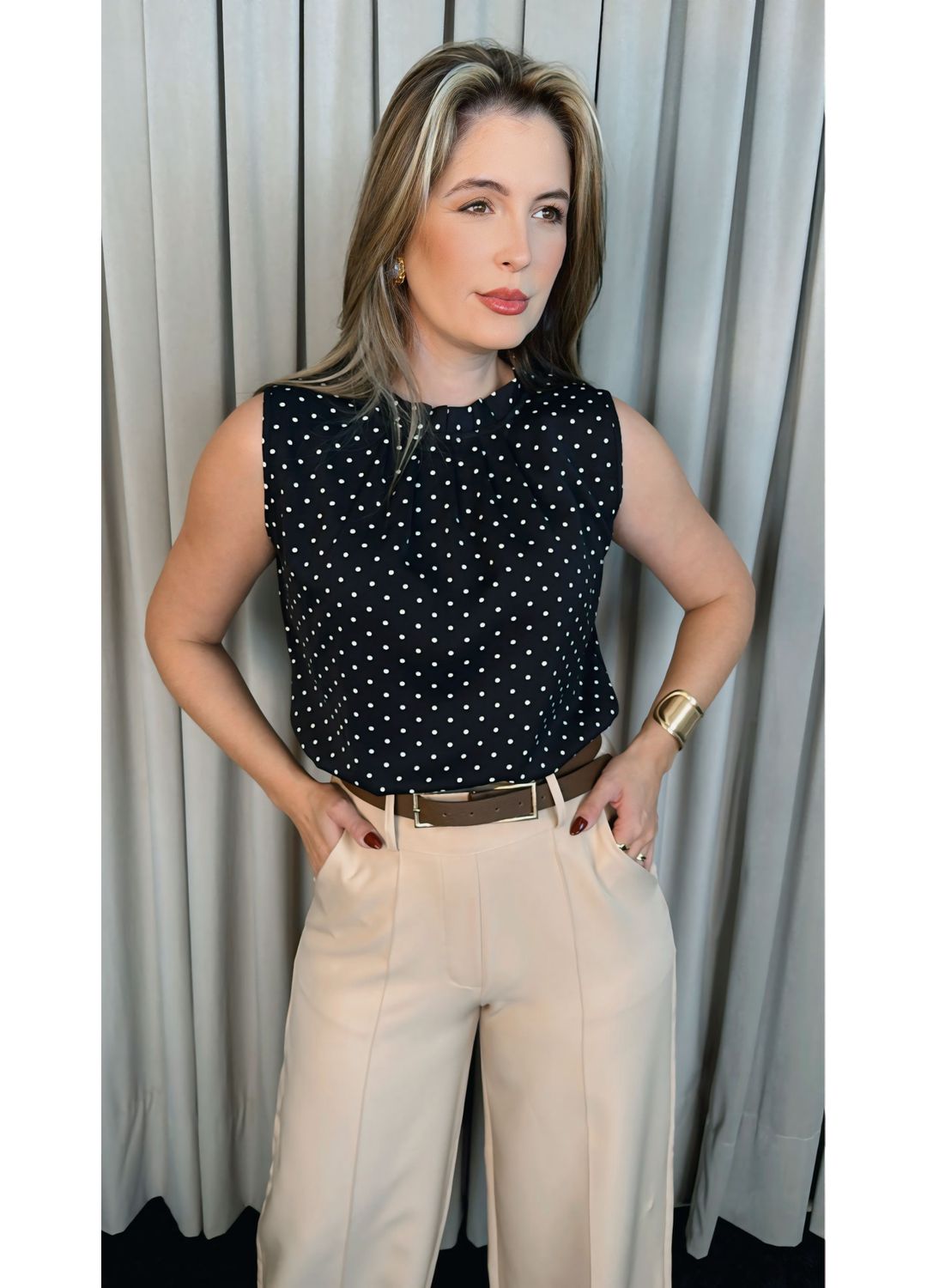 Blusa Feminina Clasica Em Poa Delic... - D'Menina