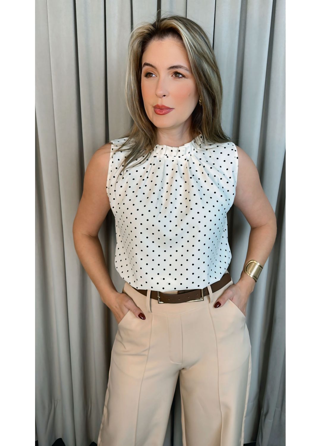 Blusa Feminina Clasica Em Poa Delic... - D'Menina
