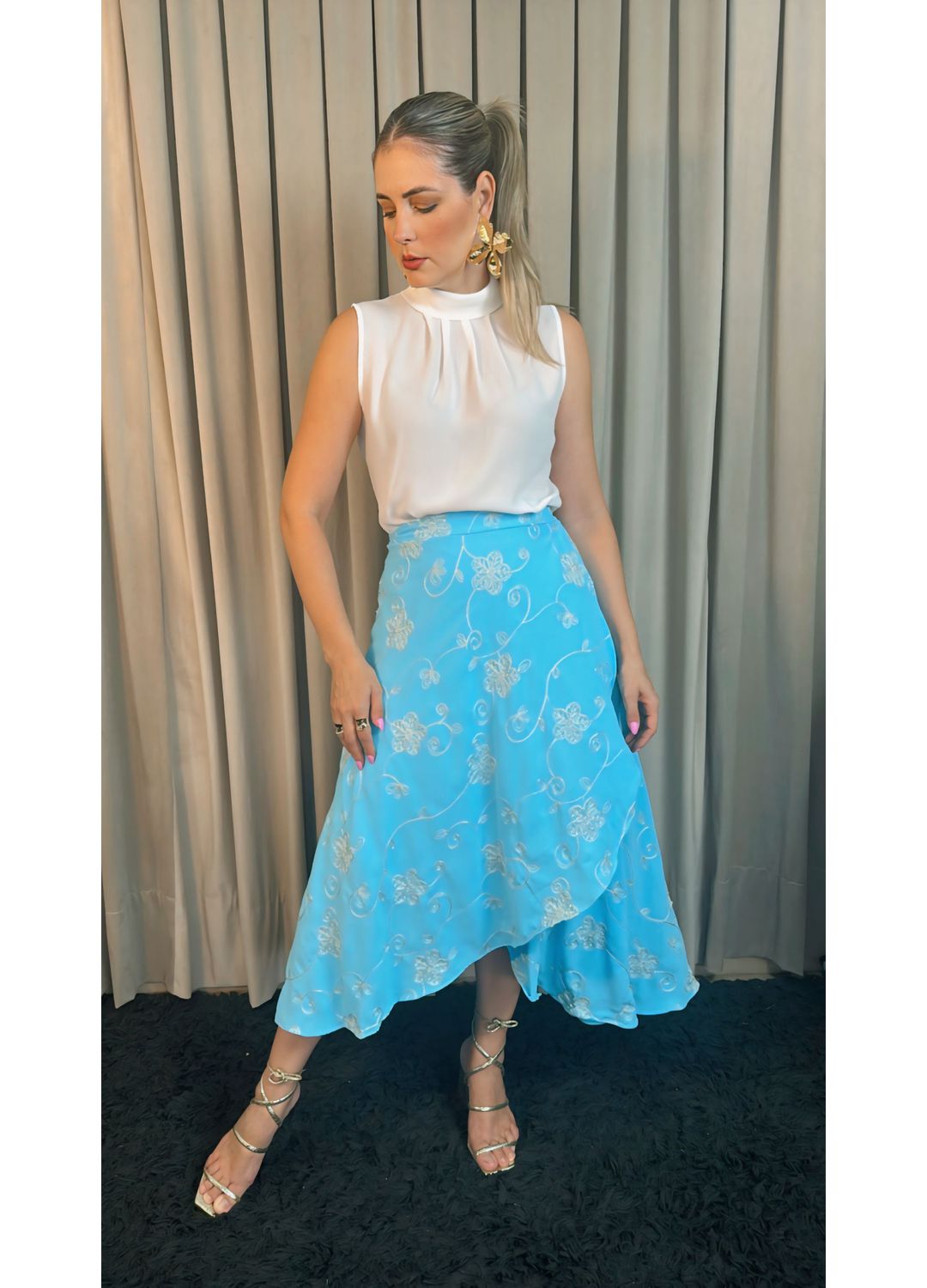Regata Feminina Em Crepe De Seda - ... - D'Menina