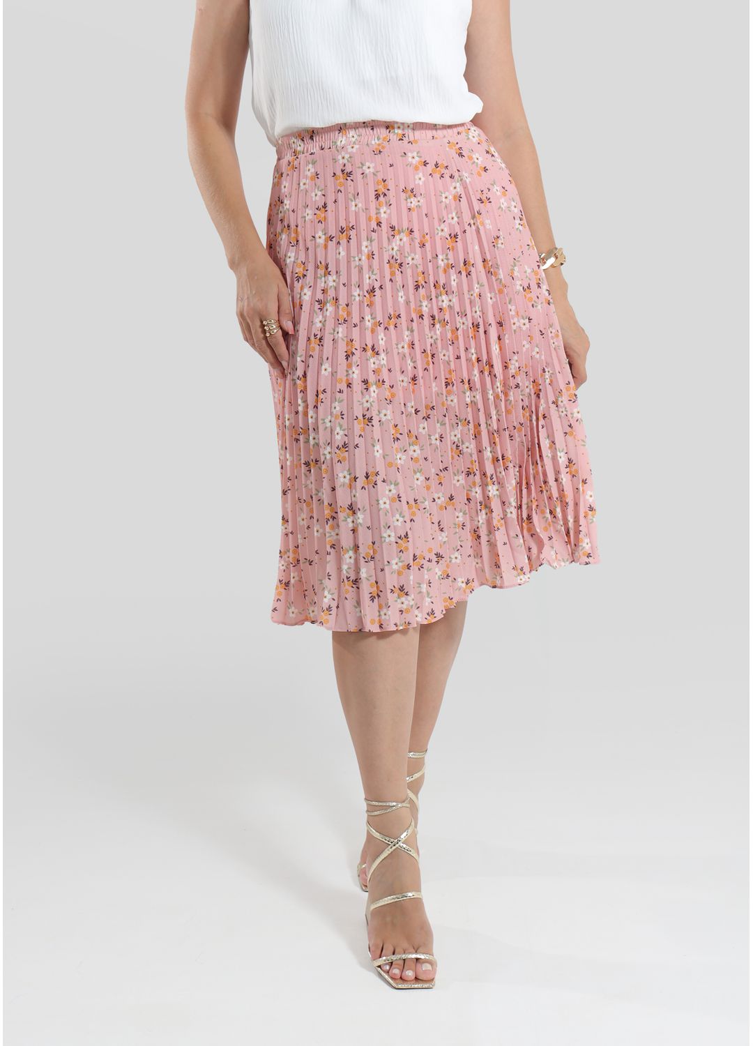 Saia Plissada Rosa Feminina - - Cod... - D'Menina