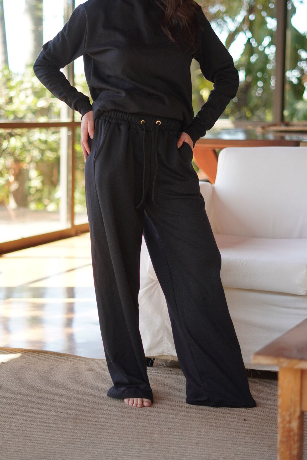 CALÇA MOLETOM PANTALONA KATY PRETA - Milla