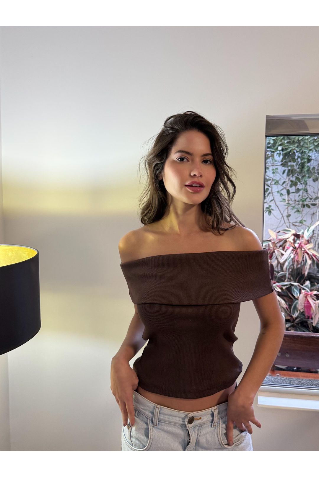 BLUSA OMBRO A OMBRO MAFE CHOCOLATE - Milla