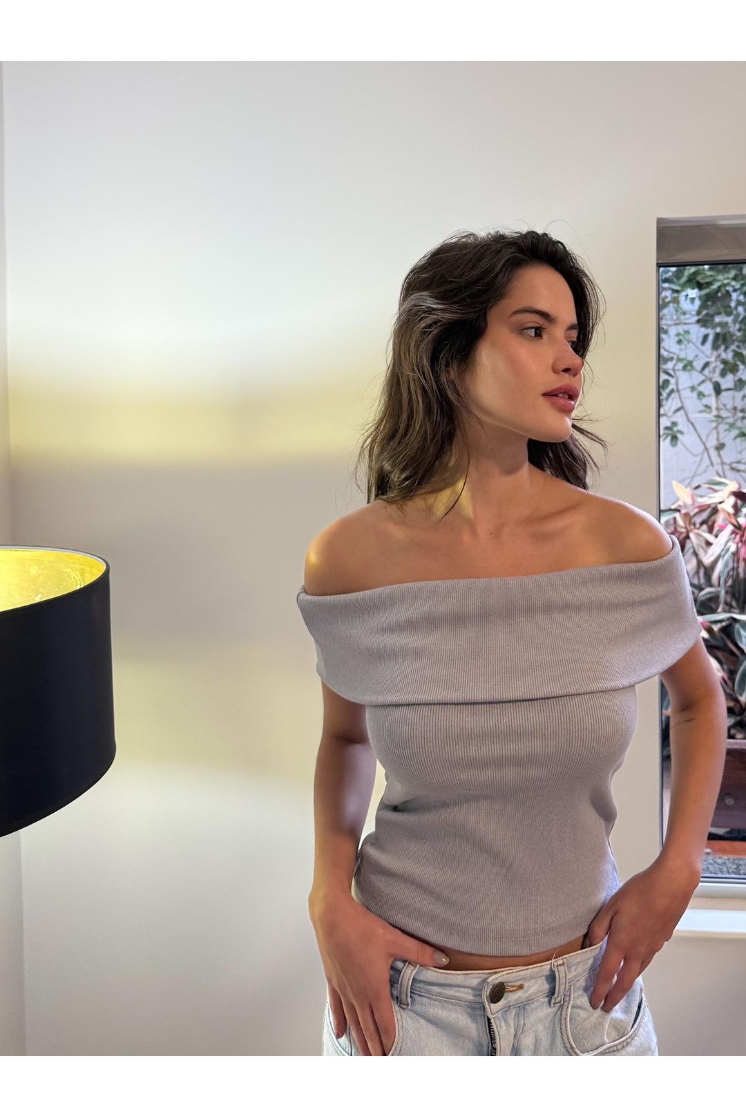 BLUSA OMBRO A OMBRO MAFE CINZA - Milla