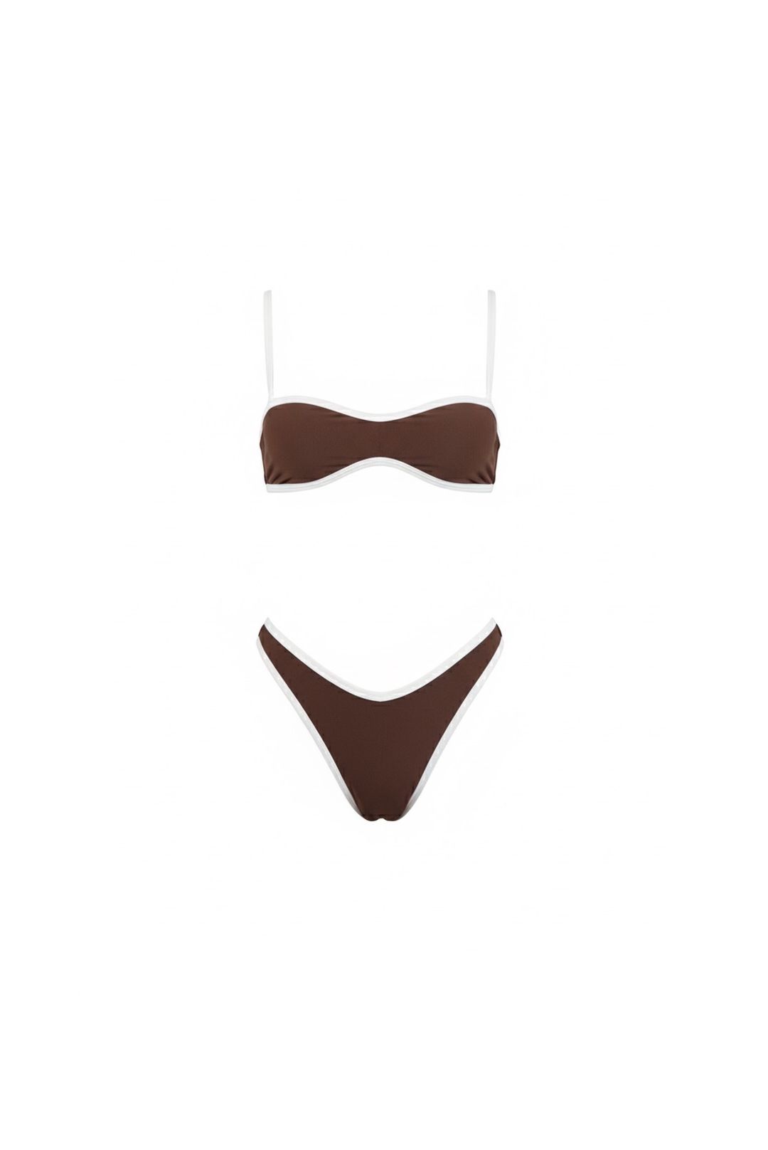 BIQUINI VICHY BICOLOR OFF WHITE AND BROWN - Milla