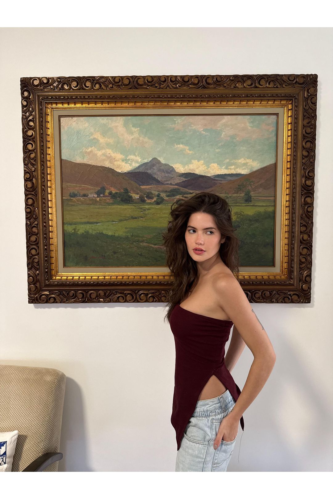 BLUSA TOMARA QUE CAIA ASSIMETRICA MILLA CHERRY - Milla