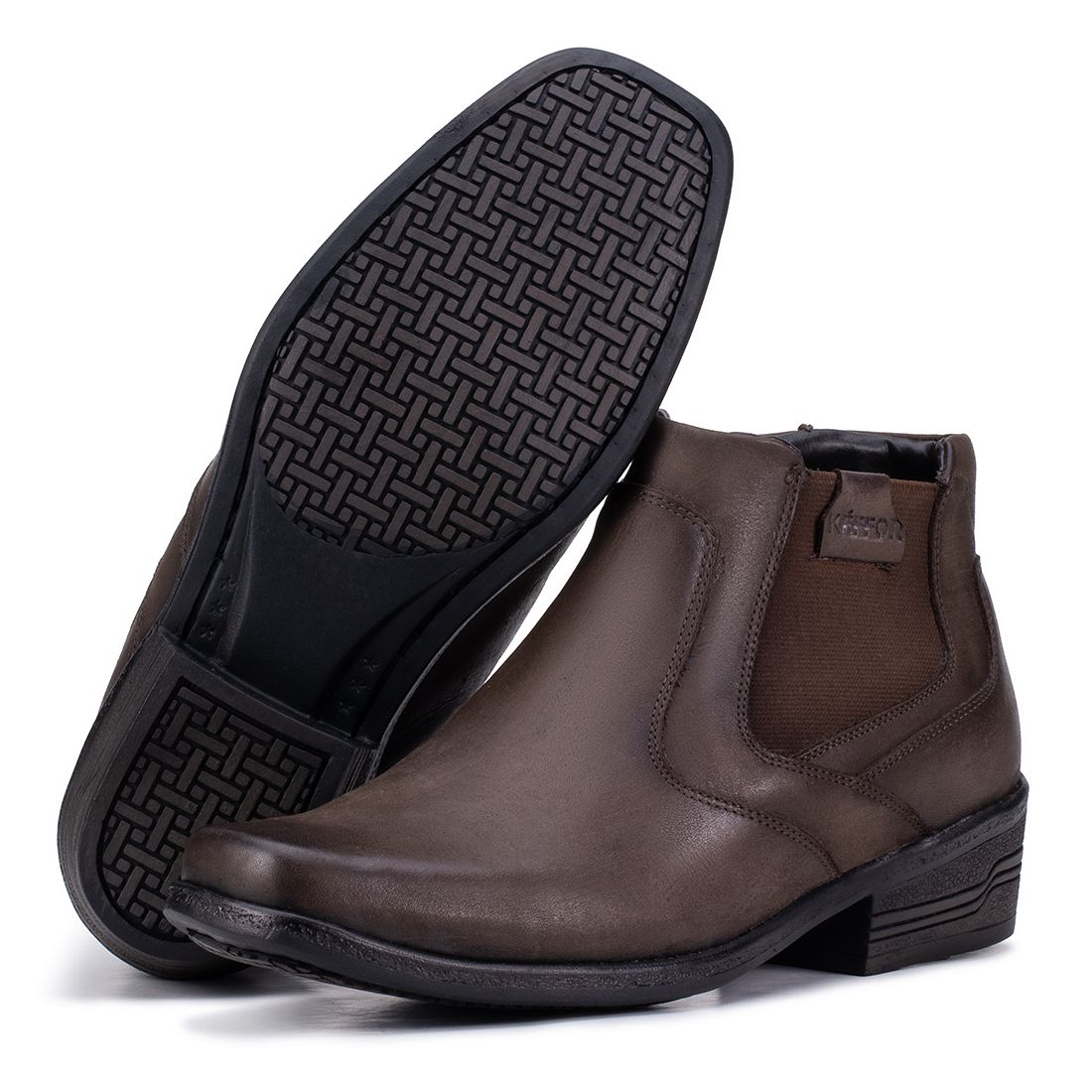 Bota Social Arizona Country Masculina Couro Legítimo Com Elástico Café