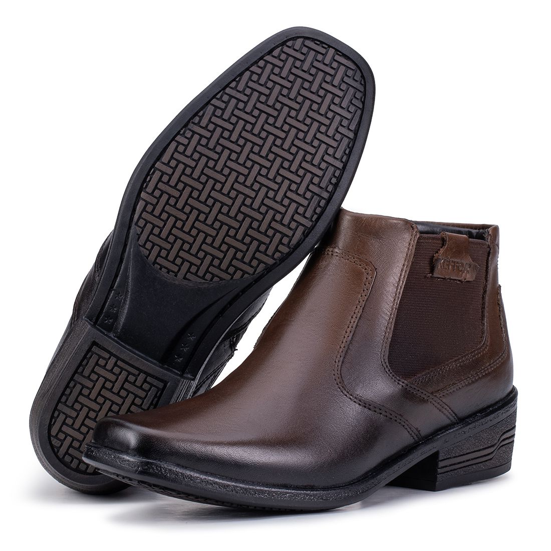 Bota Social Arizona Country Masculina Couro Legítimo Com Elástico Marrom 