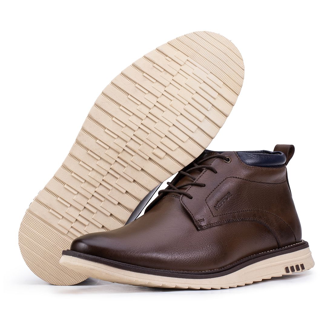 Sapato Social Bergamo Classic de Couro Marrom Kéffor Cano Alto 