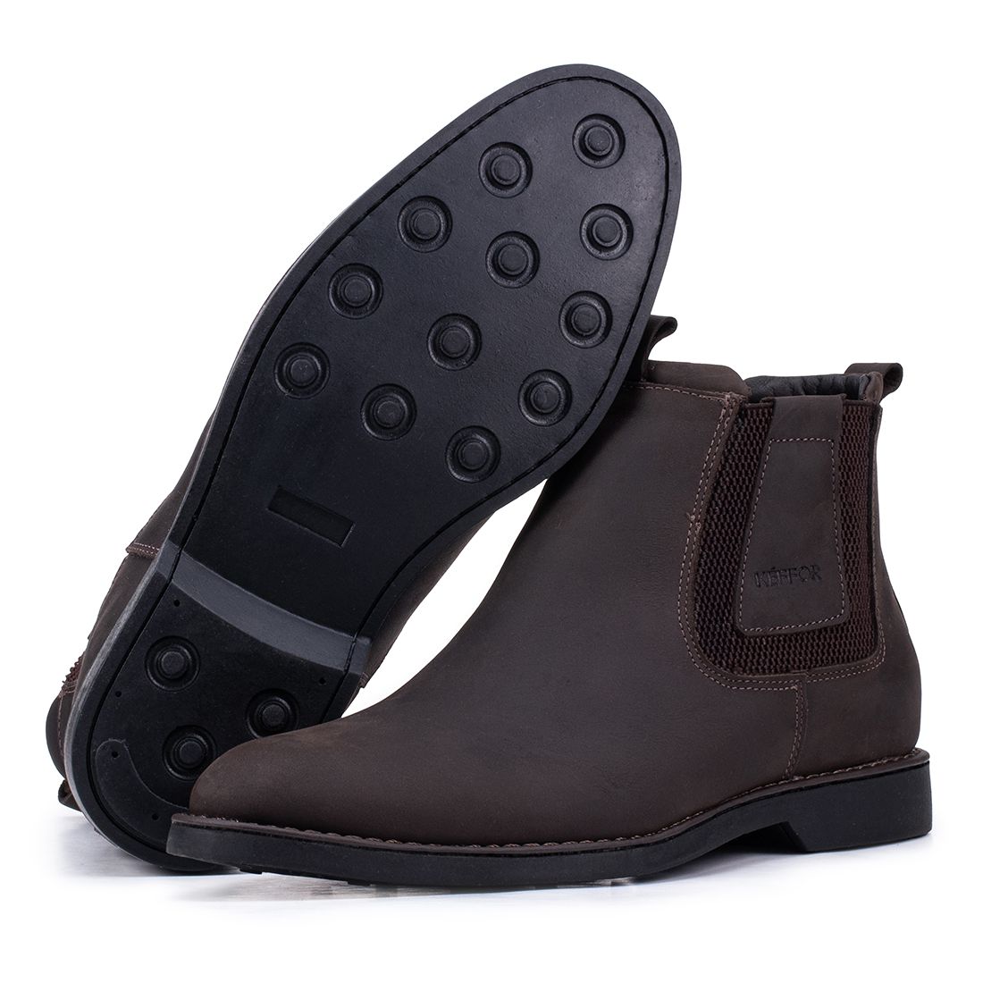 Bota Chelsea Kéffor Masculina em Couro com Fechamento em Elástico 