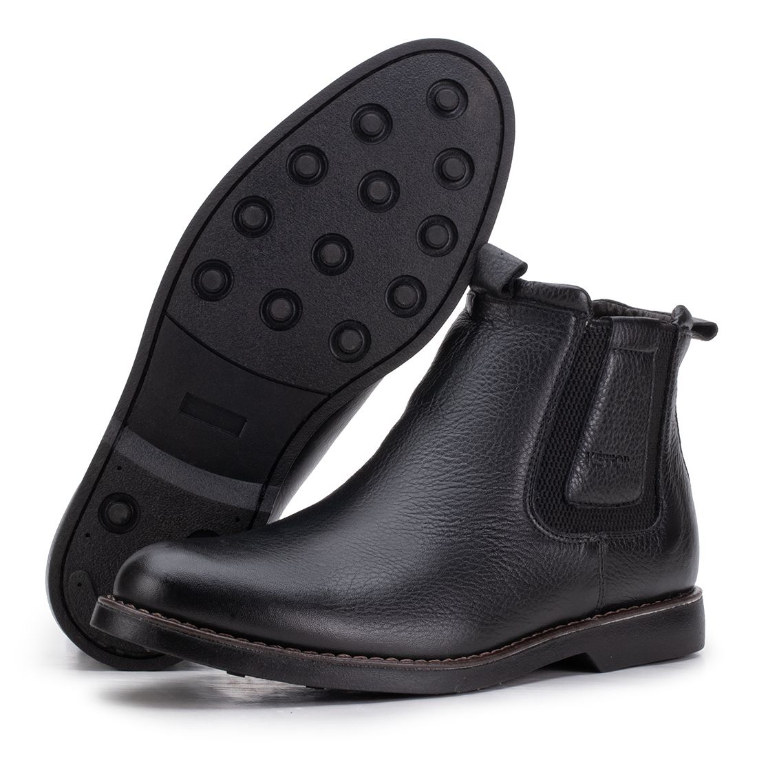 Bota Masculina Chelsea Em Couro Legítimo Kéffor All Black