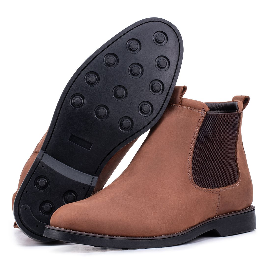 Bota Masculina Chelsea Kéffor em Couro Legítimo Pinhão