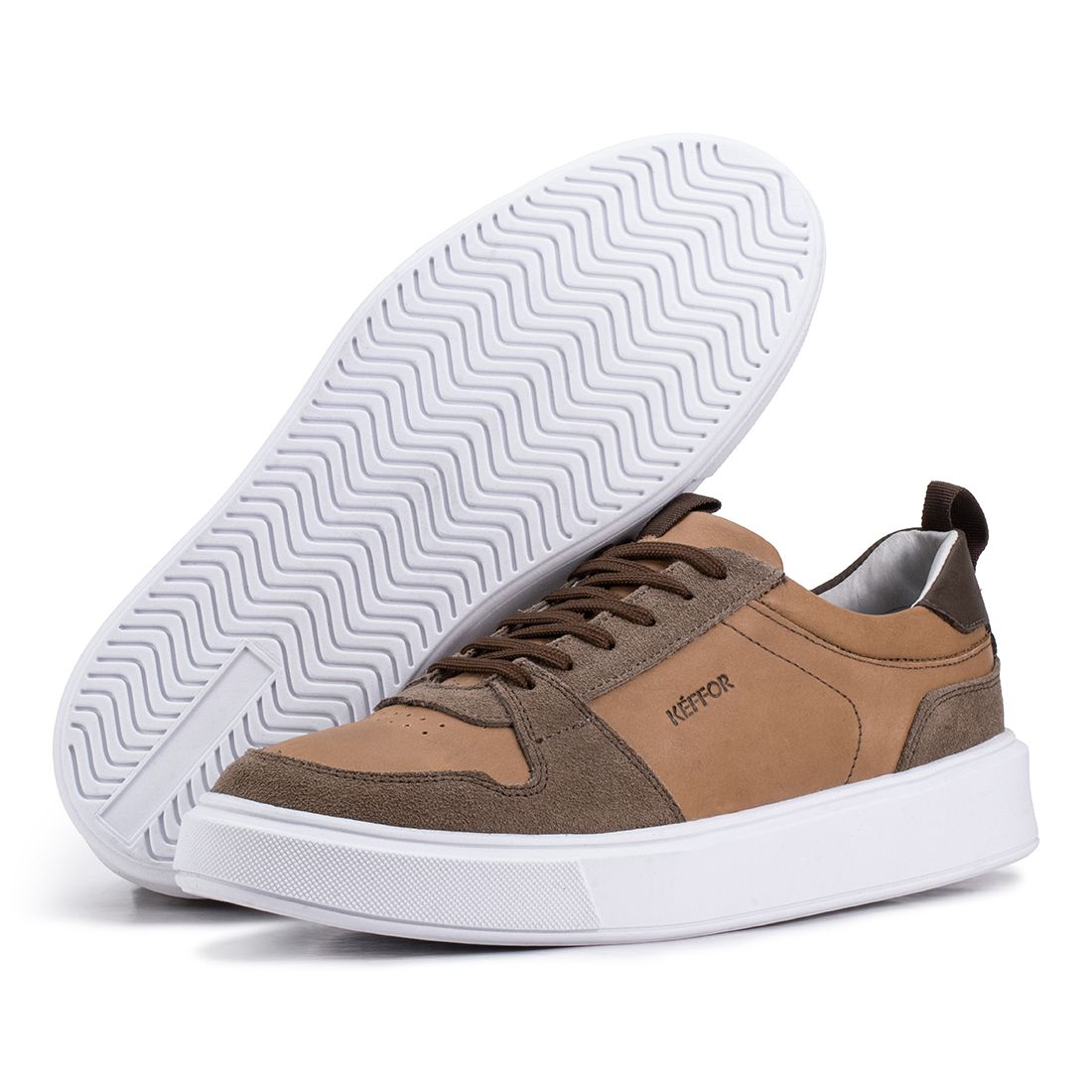 Tênis Casual Compass 320 De Couro Terracota com Recortes Kéffor 