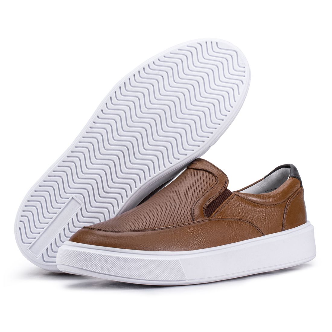 Mocassim Compass 325 De Couro Caramelo Confortável Casual 