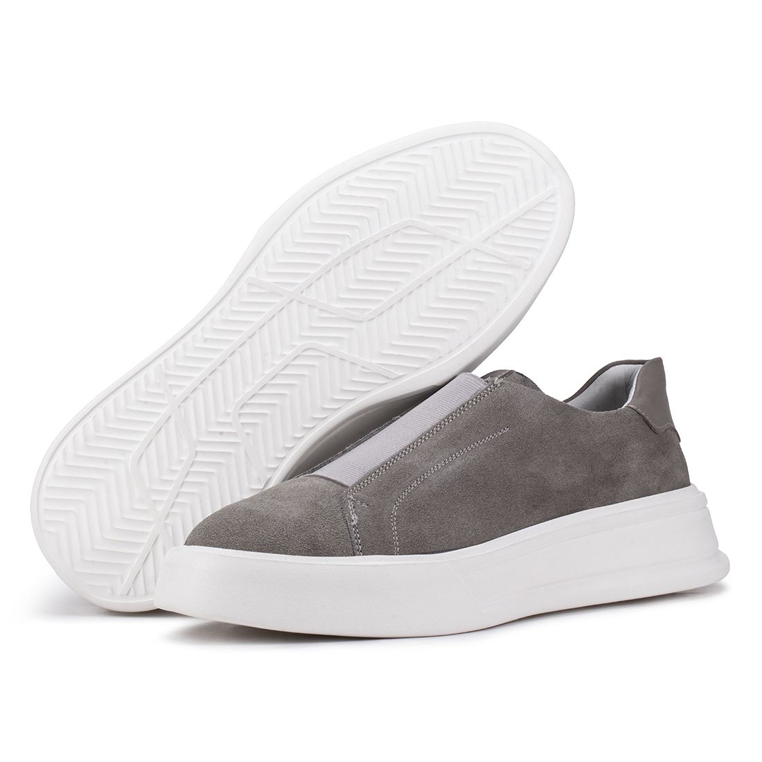 Tênis Casual Mistral 605 De Couro Cinza Slip On 