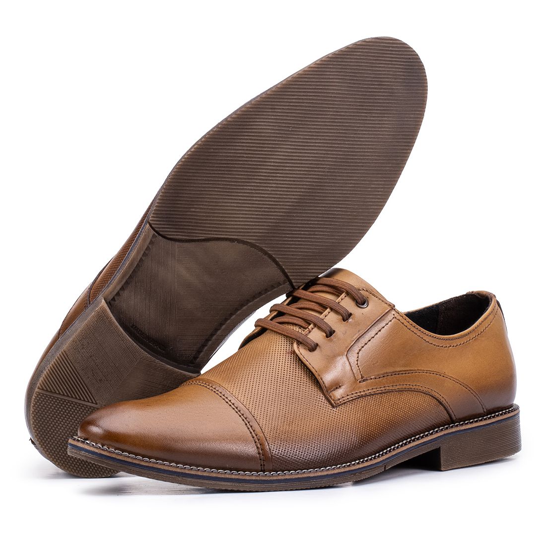 Sapato Social Paris Diamant Masculino de Couro Bege 