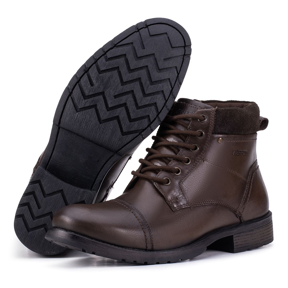 Coturno em Couro Cor Café Kéffor Masculino Linha Ranger 