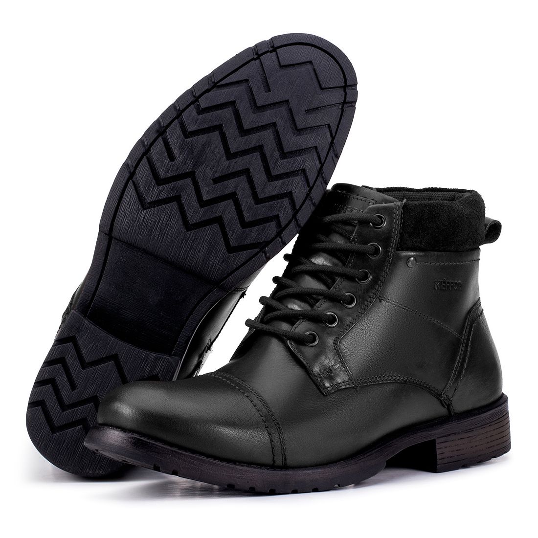 Coturno em Couro Cor Preto Kéffor Masculino Linha Ranger 