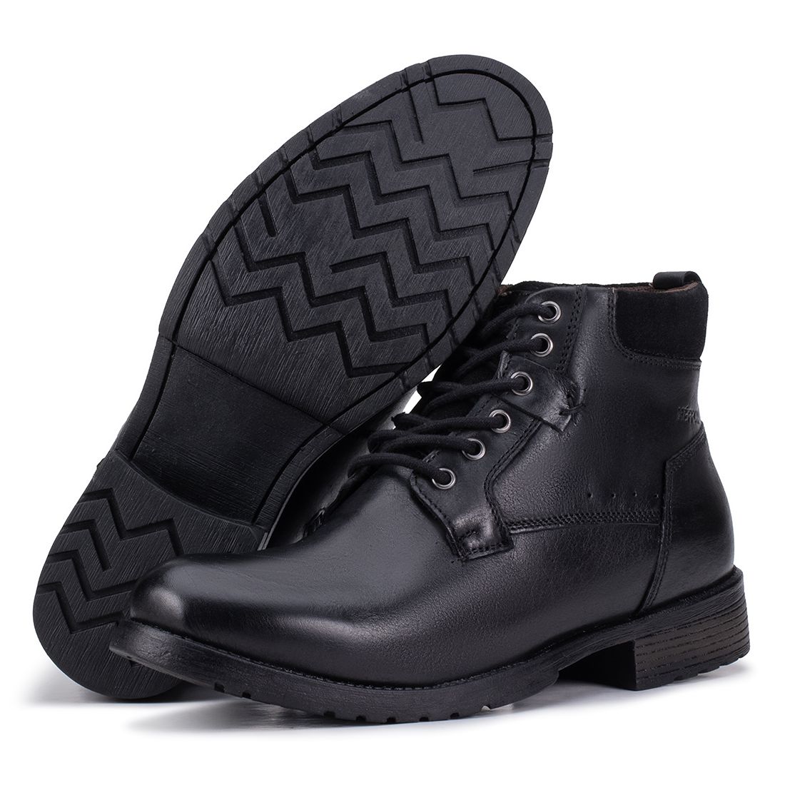 Coturno Masculino Kéffor Linha Ranger em Couro Detalhado Cor Preto 