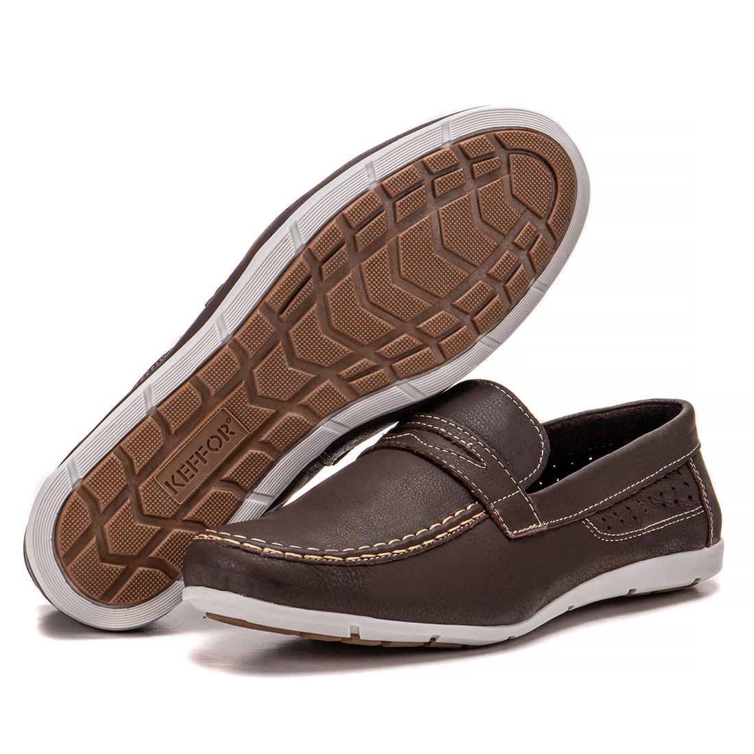 Mocassim Masculino De Couro Marrom Leve Confortável Caribe