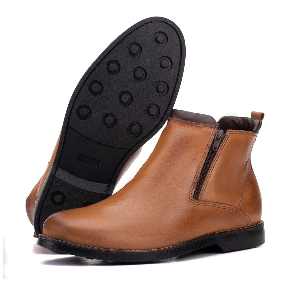 Bota Chelsea Masculina Bico Redondo Caramelo Confortável