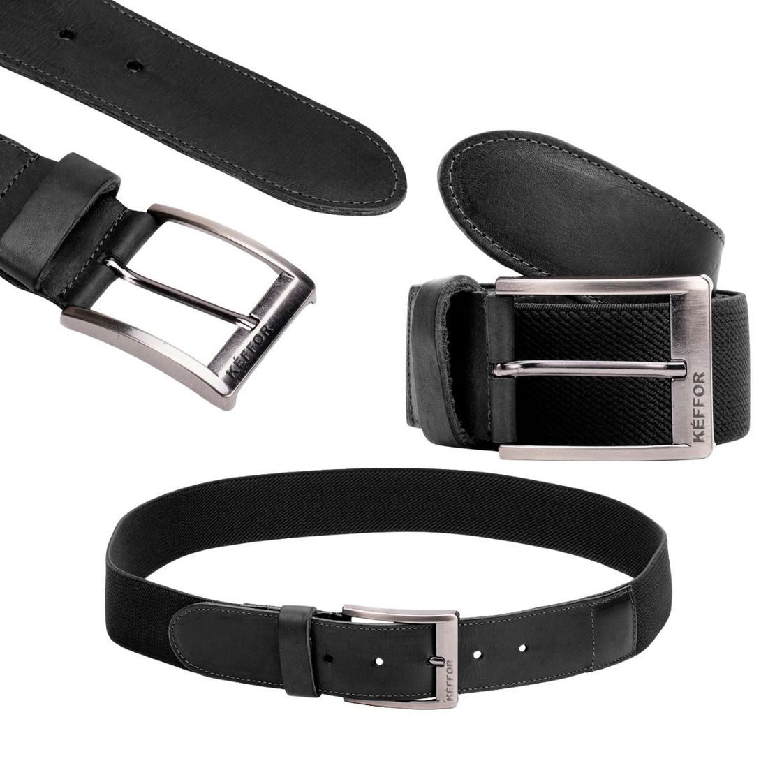 Cinto Masculino Couro e Elástico Preto CT115