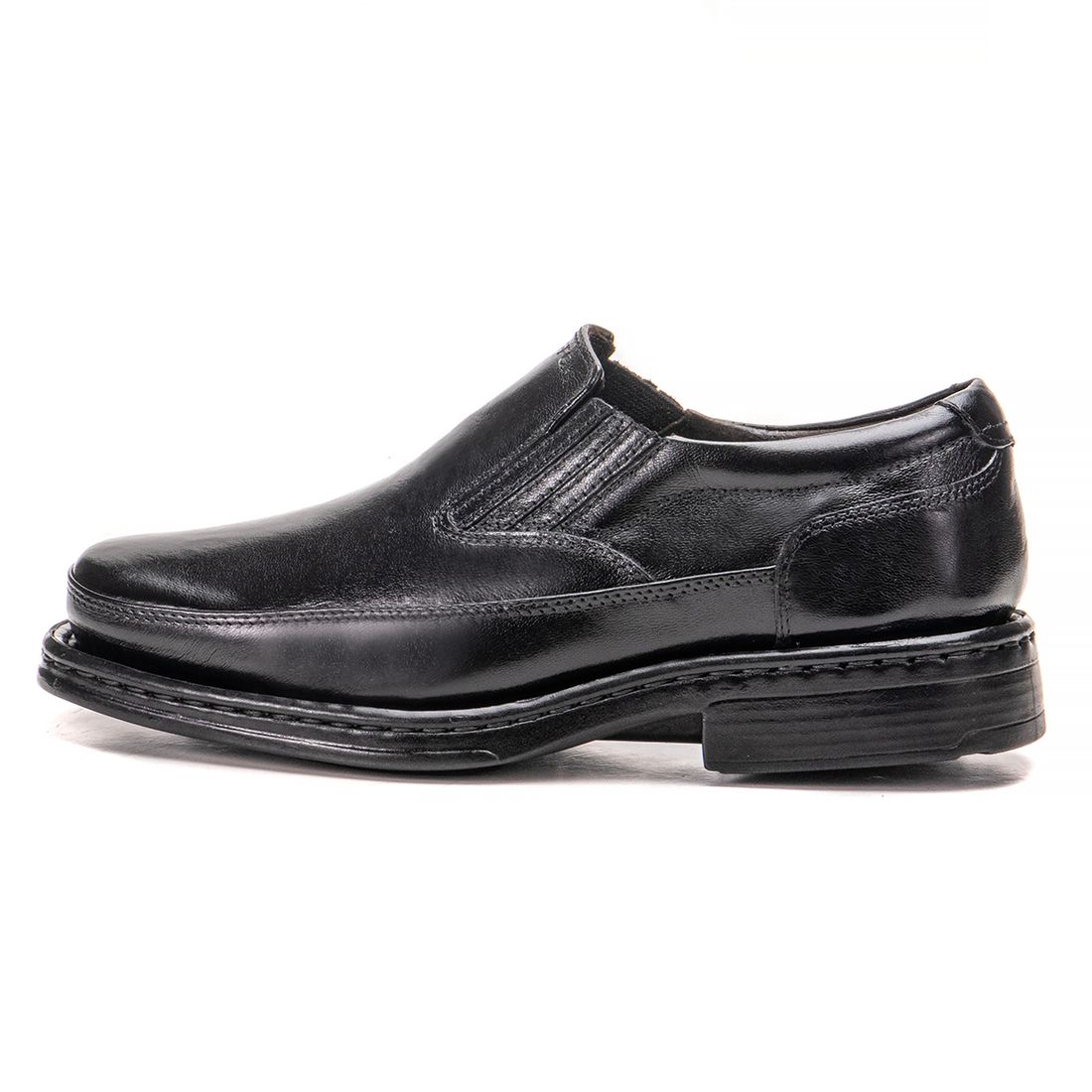 Sapato Confort De Couro Palmilha Em Gel Preto Confort Fly K FFOR
