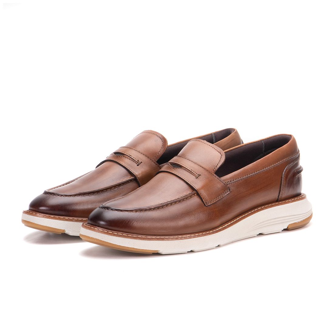 Sapato Casual De Couro Masculino Mocassim Marrom Copenhagen