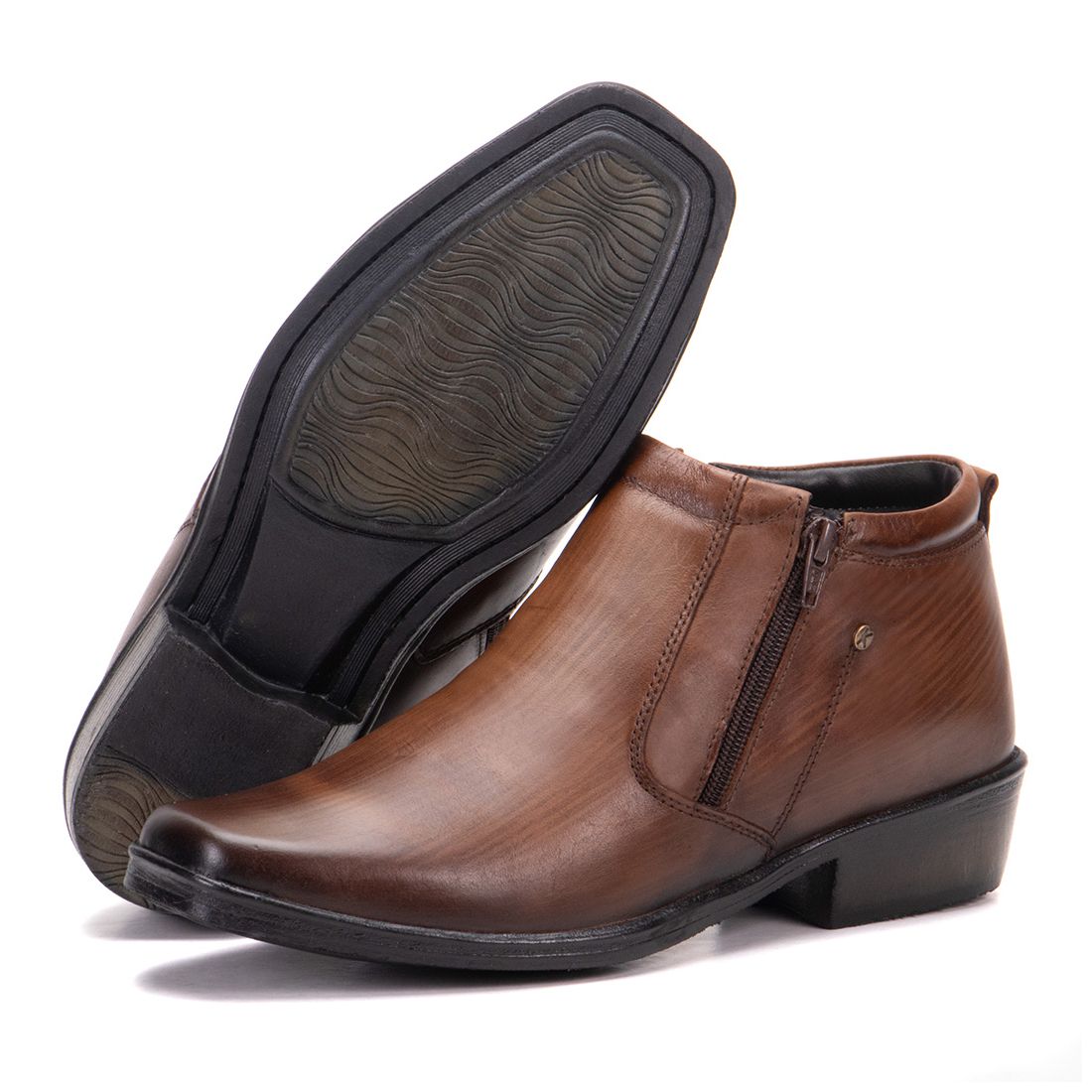 Bota Social Masculina Couro Legítimo Castanho Arizona Country