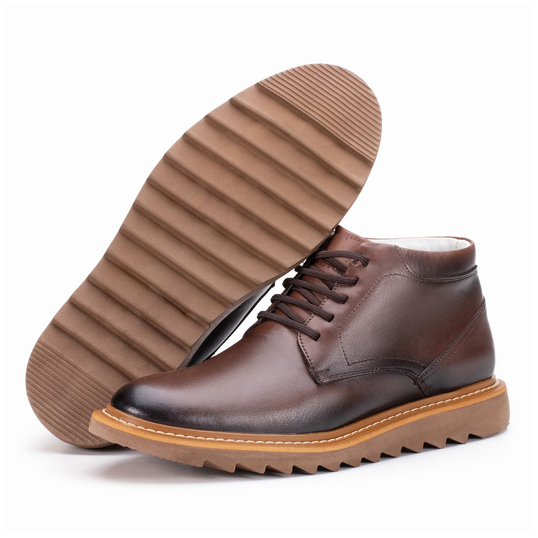 Sapato Casual Palermo de Couro Conhaque Cano Baixo Kéffor 