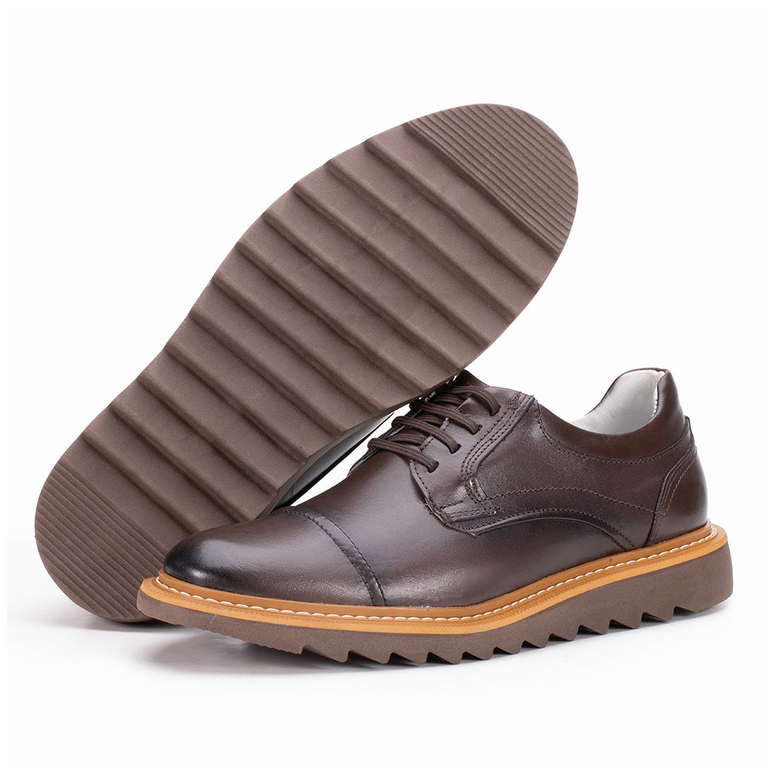Sapato Casual Palermo de Couro Marrom Sola Tratorada Kéffor