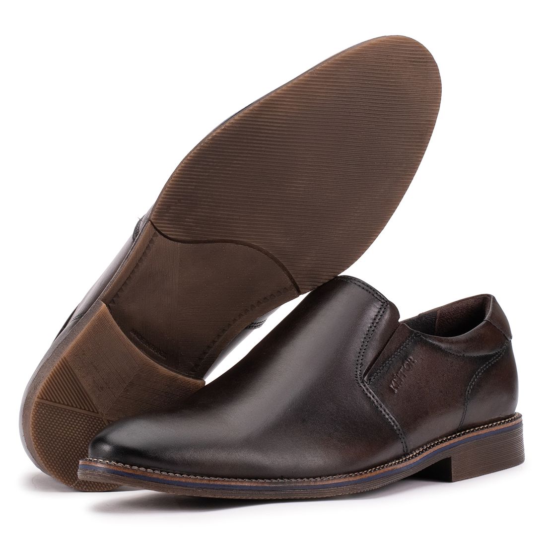 Sapato Derby Masculino Couro Café Bico Redondo Paris