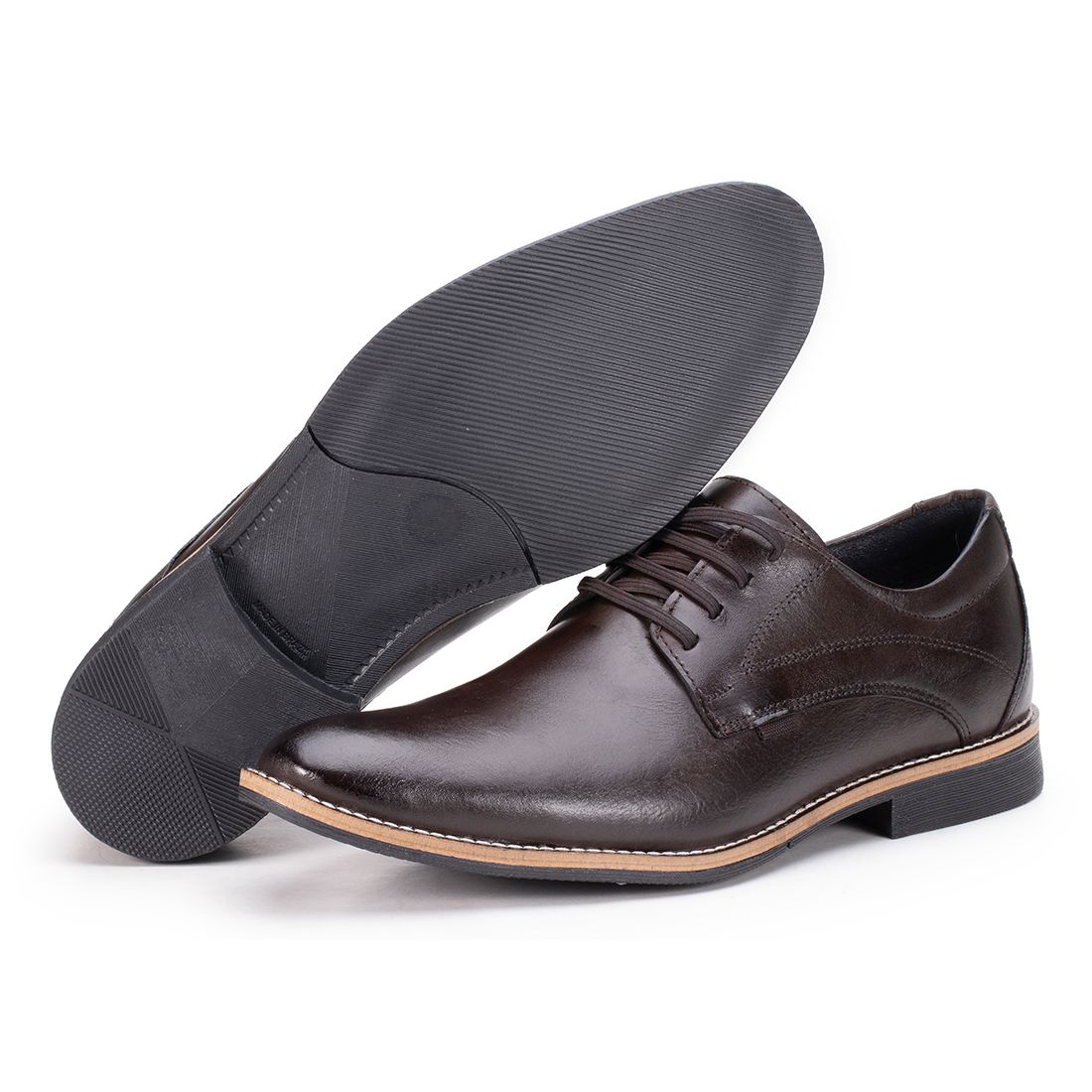 Sapato Social Café Masculino de Couro Paris Premium