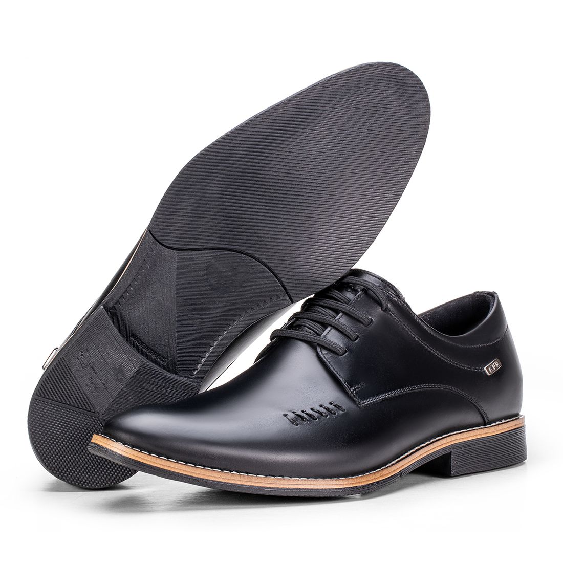 Sapato Social Preto Masculino de Couro Paris Moderno