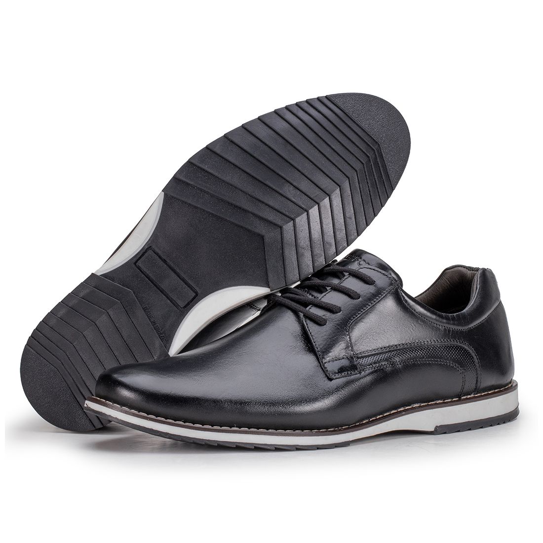Sapato De Couro Oxford Masculino Preto Calce Fácil Play