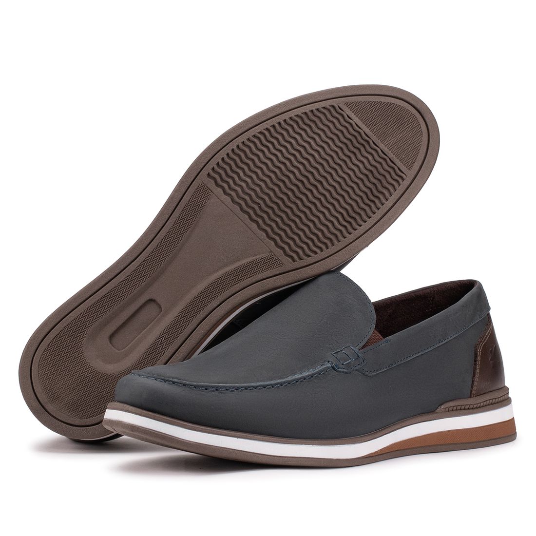 Mocassim Masculino Couro Legítimo Marinho Trento