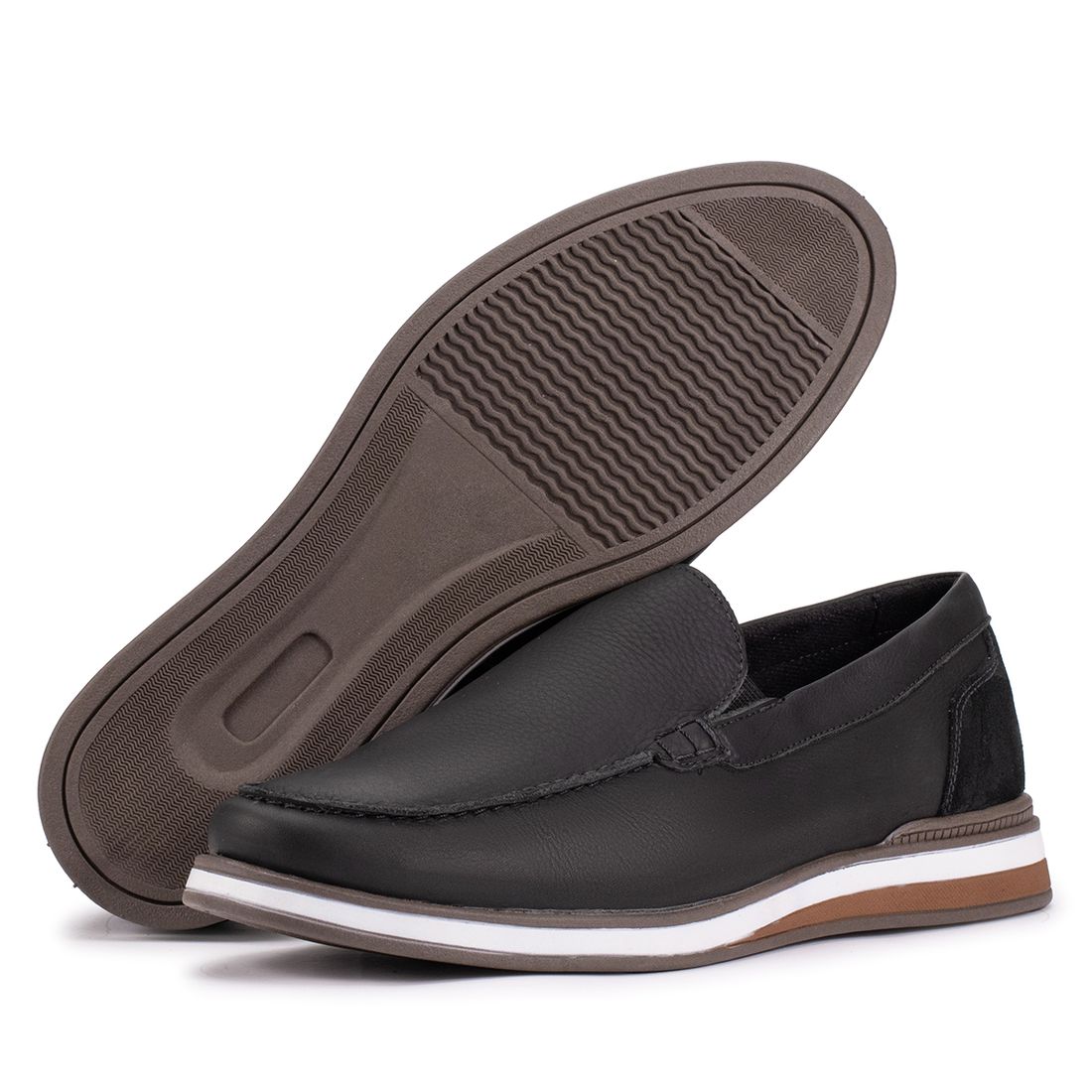 Mocassim Masculino Couro Legítimo Preto Trento
