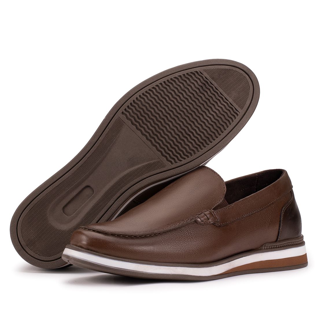 Mocassim Masculino Couro Legítimo Marrom Trento