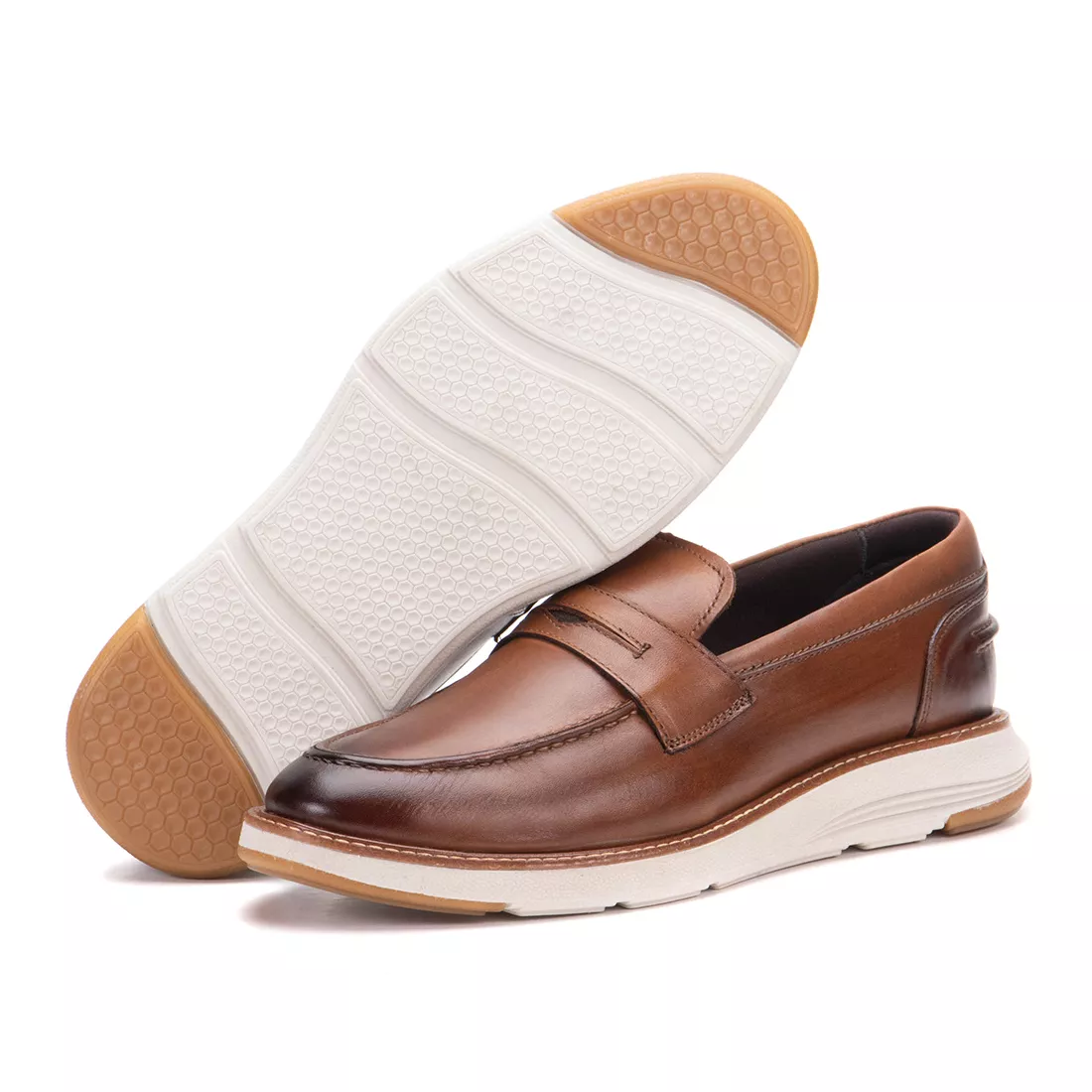 Sapato Casual De Couro Masculino Mocassim Marrom Copenhagen