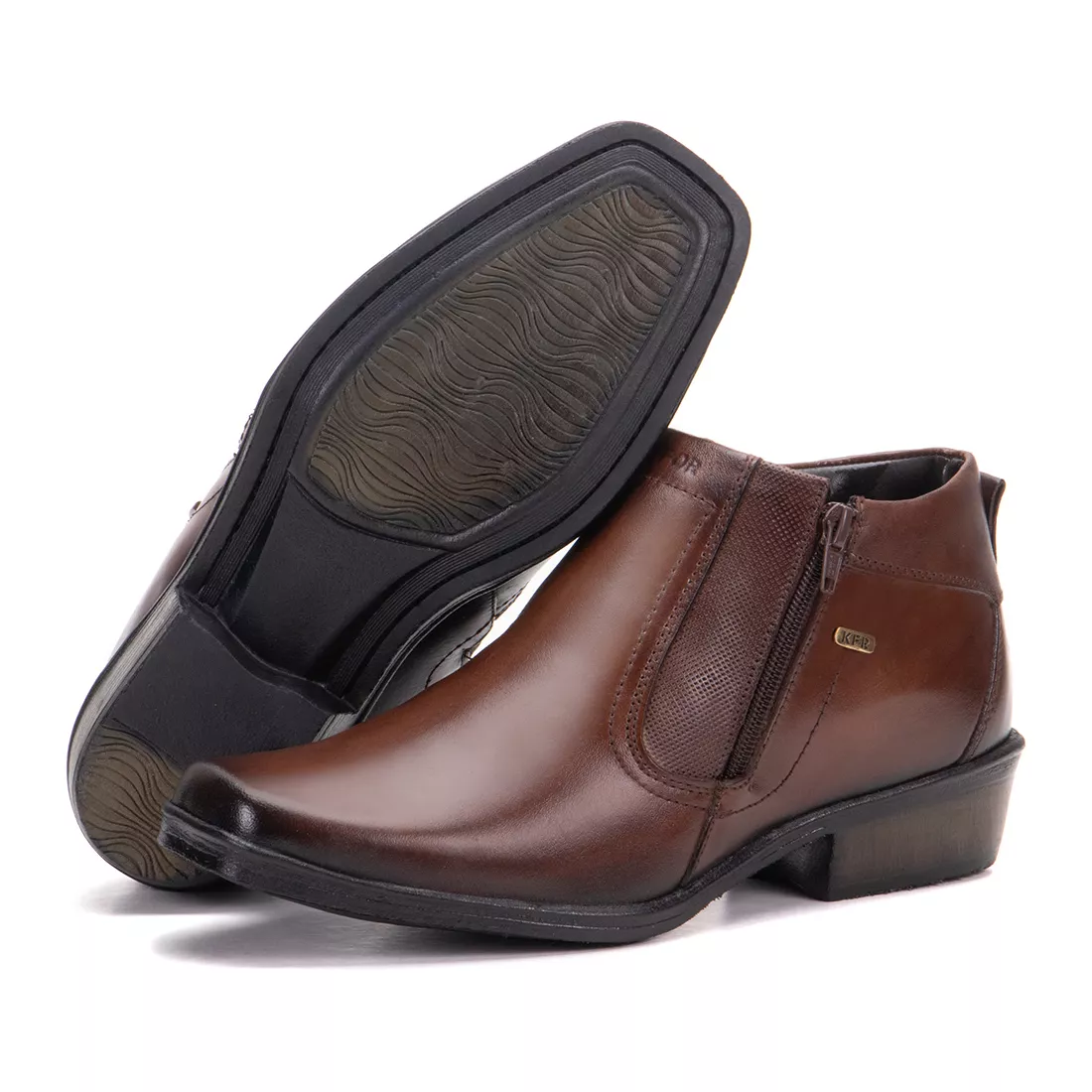 Botinha Social Masculina Couro Legítimo Café Arizona Country