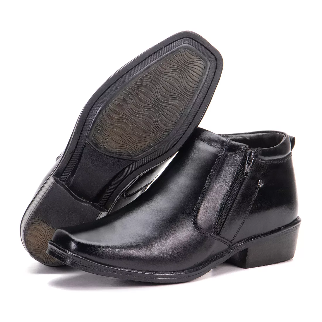 Bota Social Masculina Couro Legítimo Preto Arizona Country