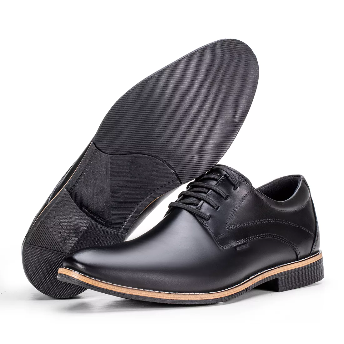 Sapato Social Preto Masculino de Couro Paris Premium 