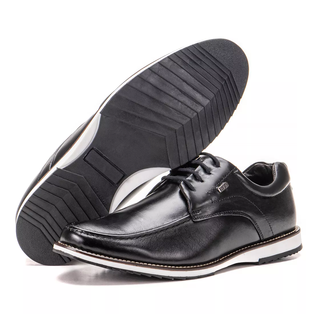 Sapato Oxford De Couro Legítimo Preto Bico Redondo Macio Play
