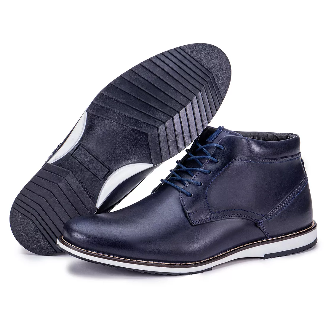 Sapato Oxford Derby De Couro Cano Curto Marinho Macio Play